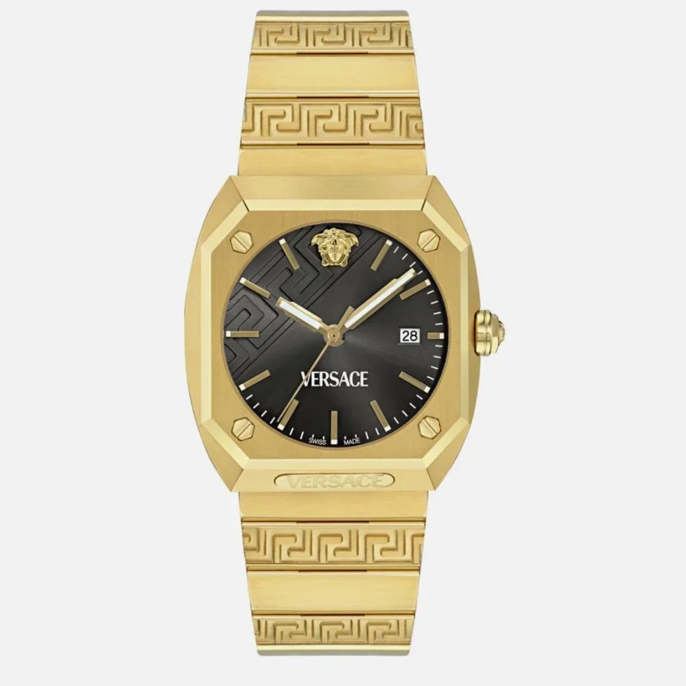 Versace Mens Gold 41.5mm Bracelet Fashion Watch